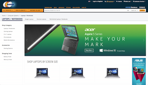 купить ноутбук на newegg.com