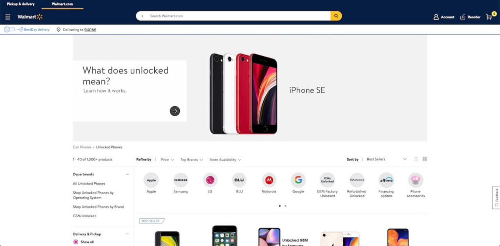 Walmart.com unlocked smartphones