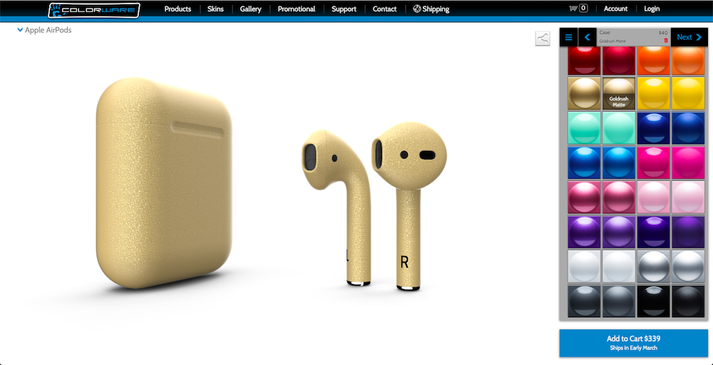 colorware airpods gold