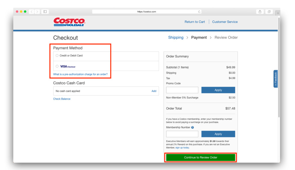 Costco payment