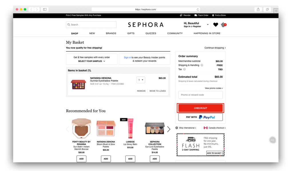 3Sephora cart