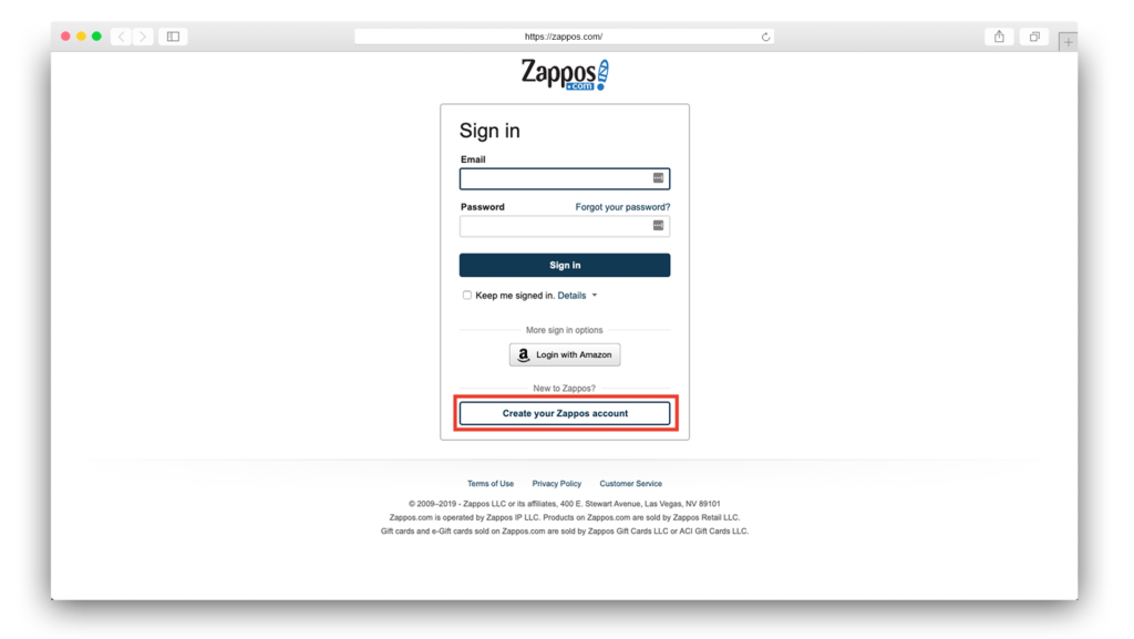 zappos account