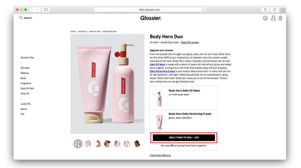 1Glossier add to cart