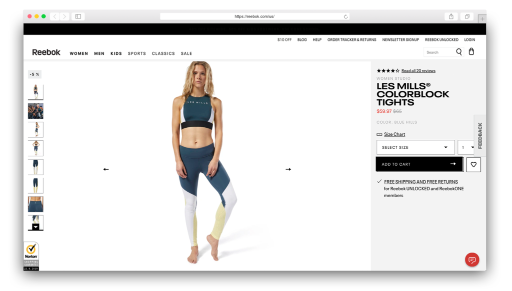 Reebok store us website