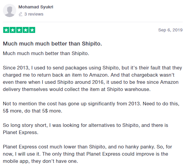 Trustpilot review detail