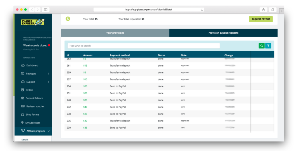 Planet Express Affiliate Payouts 2