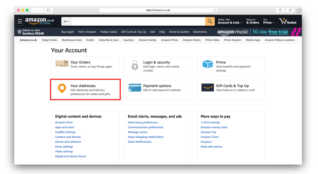 Amazon.co .uk Add New Address