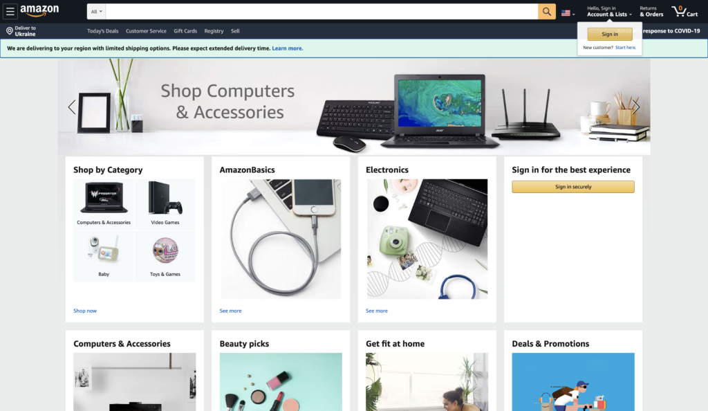 amazon homepage screenshot