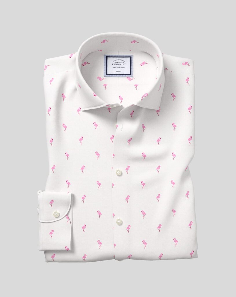 Flamingo Printed Wrinkle Free Dress Shirt