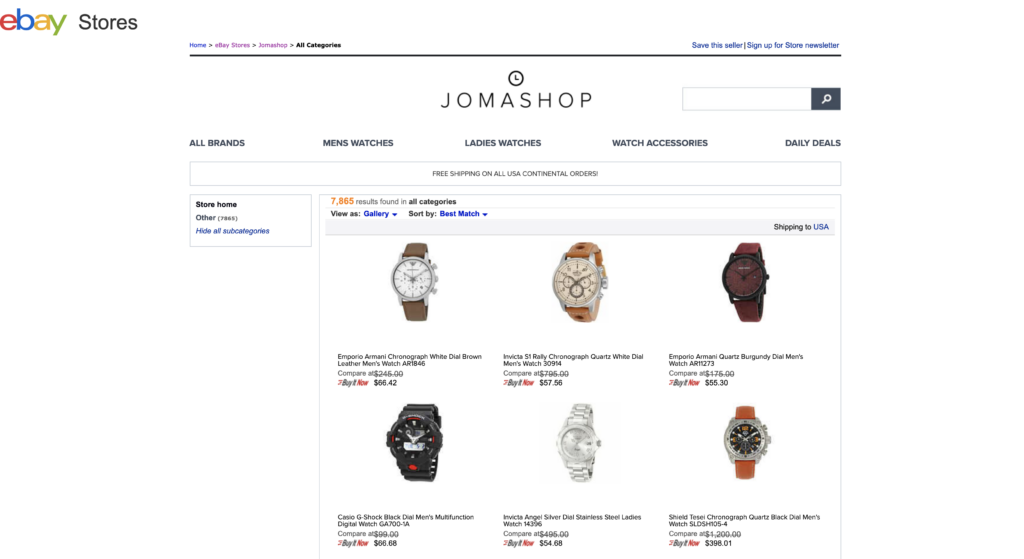 jomashop ebay store 