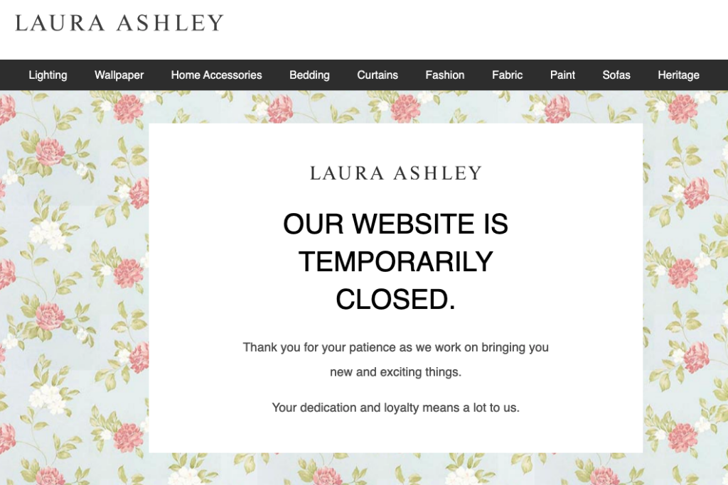 LauraAshley.com closed